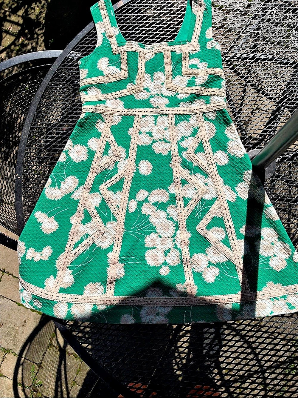 Maeve FL_145 Floral Mini Dress in Green & White Size 8 NWT
